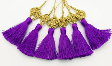Purple Tassels Artificial Silk Tassel, Gold Celtic Knot Tassels, Earring Tassel